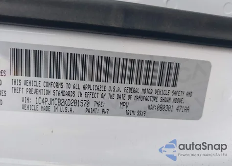 2019 Jeep Cherokee Latitude 4X4 z USA, uszkodzony, nr VIN 1C4PJMCB2KD281570